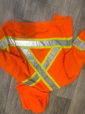 High-Visibility Orange Safety Jacket with Reflective Striping